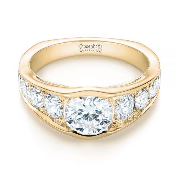 18k Yellow Gold 18k Yellow Gold Custom Diamond Engagement Ring - Flat View - 103165