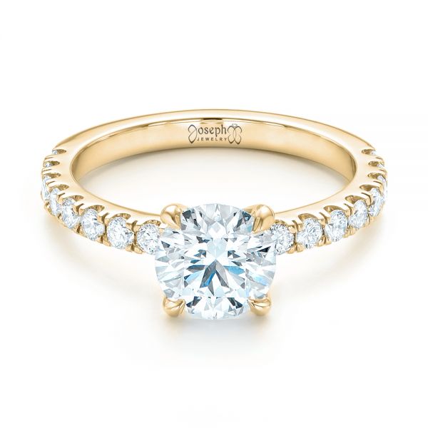 18k Yellow Gold 18k Yellow Gold Custom Diamond Engagement Ring - Flat View -  103235