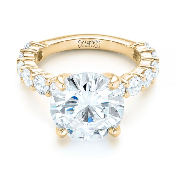 18k Yellow Gold 18k Yellow Gold Custom Diamond Engagement Ring - Flat View -  103336