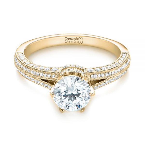 18k Yellow Gold 18k Yellow Gold Custom Diamond Engagement Ring - Flat View -  103428