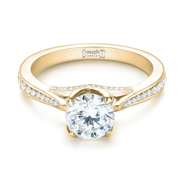 18k Yellow Gold 18k Yellow Gold Custom Diamond Engagement Ring - Flat View -  103464