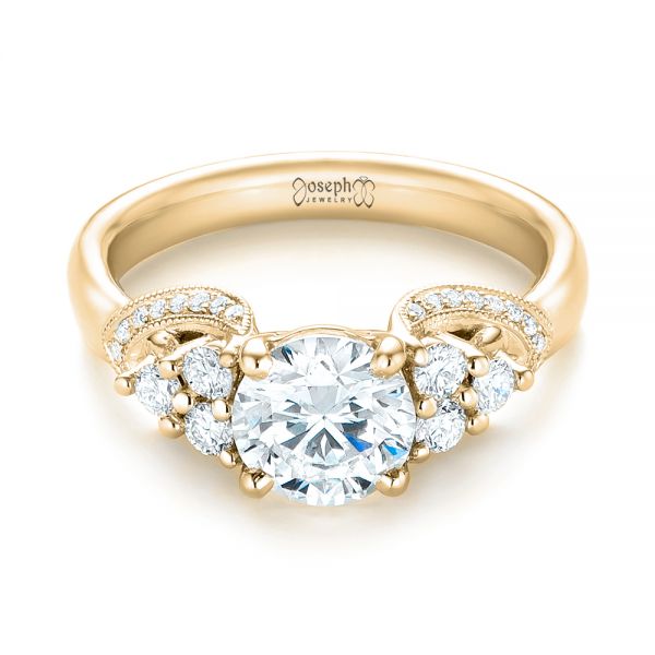 18k Yellow Gold 18k Yellow Gold Custom Diamond Engagement Ring - Flat View -  103519
