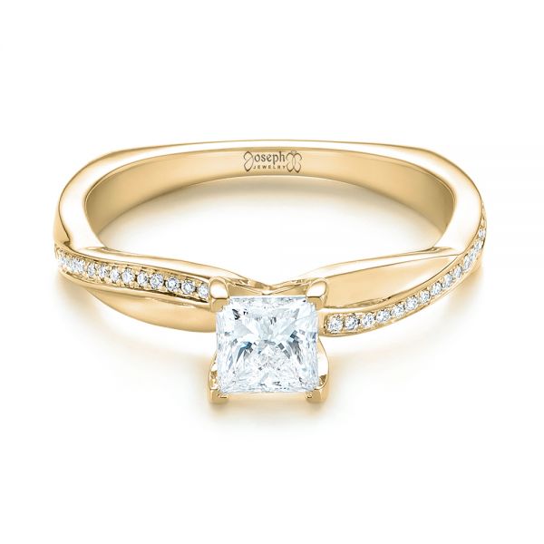 18k Yellow Gold 18k Yellow Gold Custom Diamond Engagement Ring - Flat View -  103637