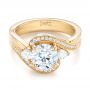 14k Yellow Gold Custom Diamond Engagement Ring - Flat View -  104262 - Thumbnail