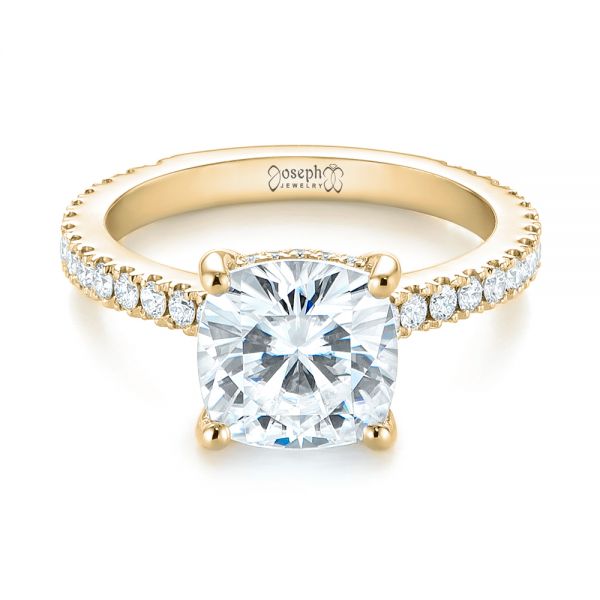 18k Yellow Gold 18k Yellow Gold Custom Diamond Engagement Ring - Flat View -  104401