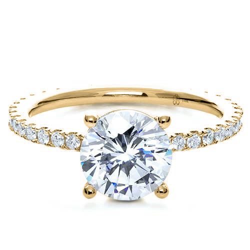 18k Yellow Gold 18k Yellow Gold Custom Diamond Engagement Ring - Flat View -  1104