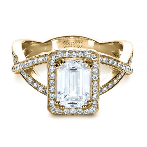 18k Yellow Gold 18k Yellow Gold Custom Diamond Engagement Ring - Flat View -  1159