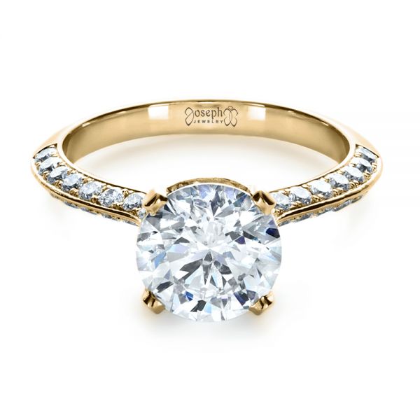 18k Yellow Gold 18k Yellow Gold Custom Diamond Engagement Ring - Flat View -  1164