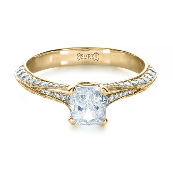 18k Yellow Gold 18k Yellow Gold Custom Diamond Engagement Ring - Flat View -  1268
