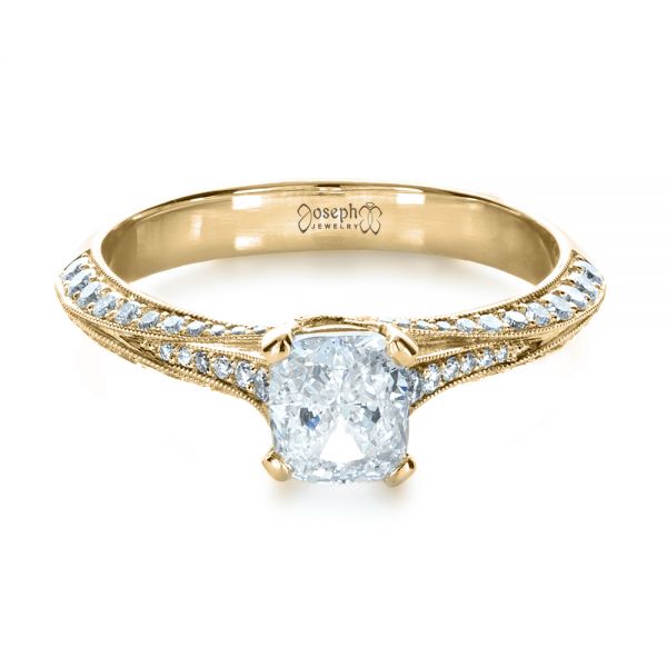 14k Yellow Gold 14k Yellow Gold Custom Diamond Engagement Ring - Flat View - 1268