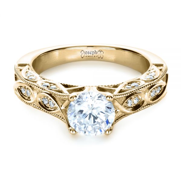 14k Yellow Gold 14k Yellow Gold Custom Diamond Engagement Ring - Flat View - 1296