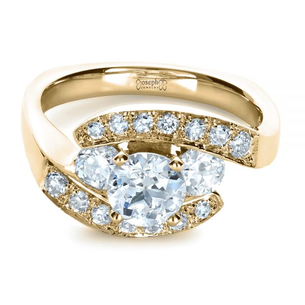 18k Yellow Gold 18k Yellow Gold Custom Diamond Engagement Ring - Flat View -  1302