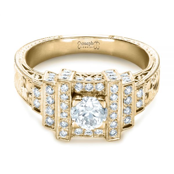 14k Yellow Gold 14k Yellow Gold Custom Diamond Engagement Ring - Flat View -  1346