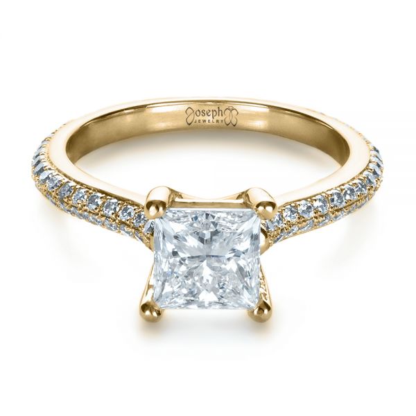 18k Yellow Gold 18k Yellow Gold Custom Diamond Engagement Ring - Flat View -  1402