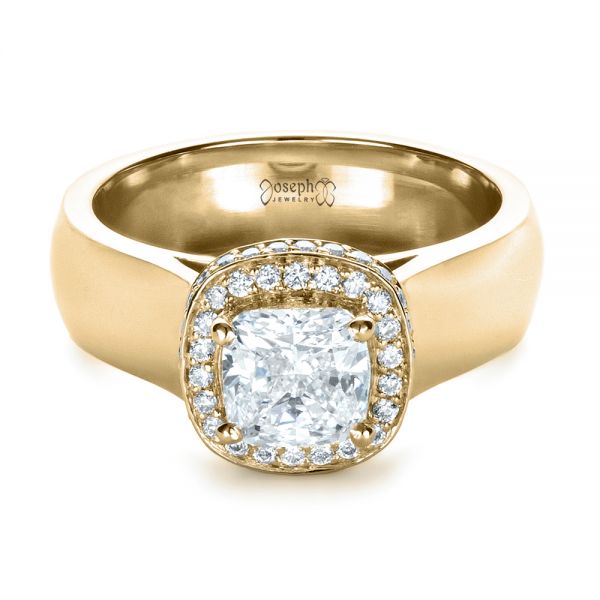 18k Yellow Gold 18k Yellow Gold Custom Diamond Engagement Ring - Flat View -  1408
