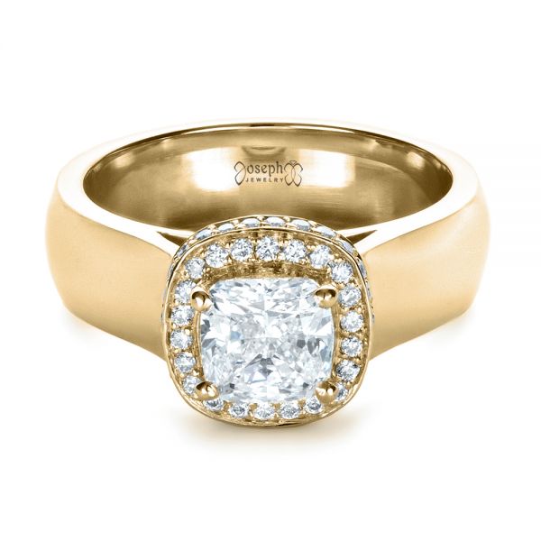 18k Yellow Gold 18k Yellow Gold Custom Diamond Engagement Ring - Flat View - 1408