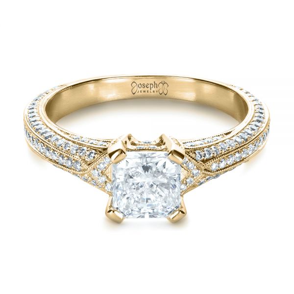 14k Yellow Gold 14k Yellow Gold Custom Diamond Engagement Ring - Flat View - 1410