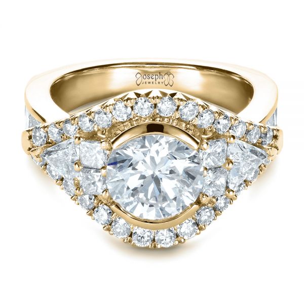 14k Yellow Gold 14k Yellow Gold Custom Diamond Engagement Ring - Flat View -  1414
