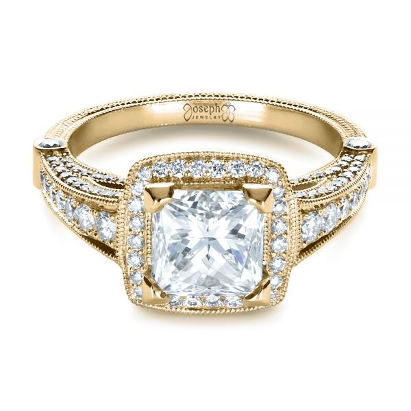 18k Yellow Gold 18k Yellow Gold Custom Diamond Engagement Ring - Flat View - 1416