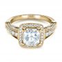 18k Yellow Gold 18k Yellow Gold Custom Diamond Engagement Ring - Flat View -  1416 - Thumbnail