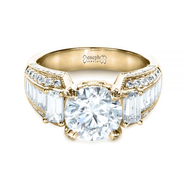 14k Yellow Gold 14k Yellow Gold Custom Diamond Engagement Ring - Flat View -  1434