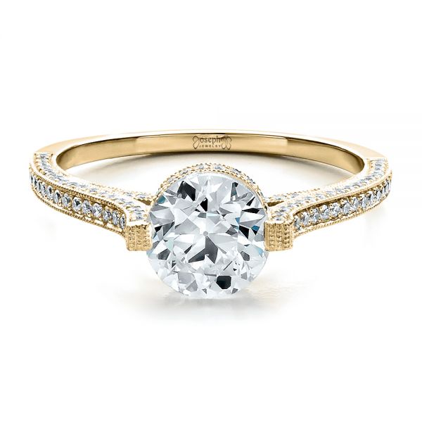 14k Yellow Gold 14k Yellow Gold Custom Diamond Engagement Ring - Flat View - 1443