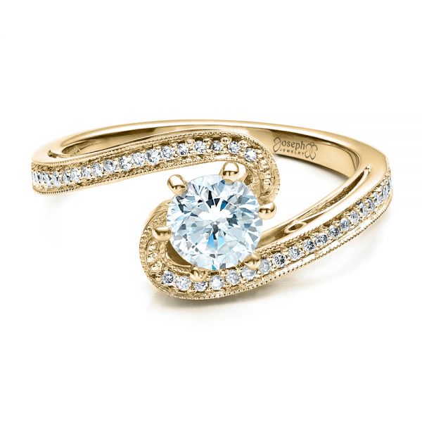 18k Yellow Gold 18k Yellow Gold Custom Diamond Engagement Ring - Flat View -  1449
