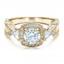 18k Yellow Gold 18k Yellow Gold Custom Diamond Engagement Ring - Flat View -  1451 - Thumbnail