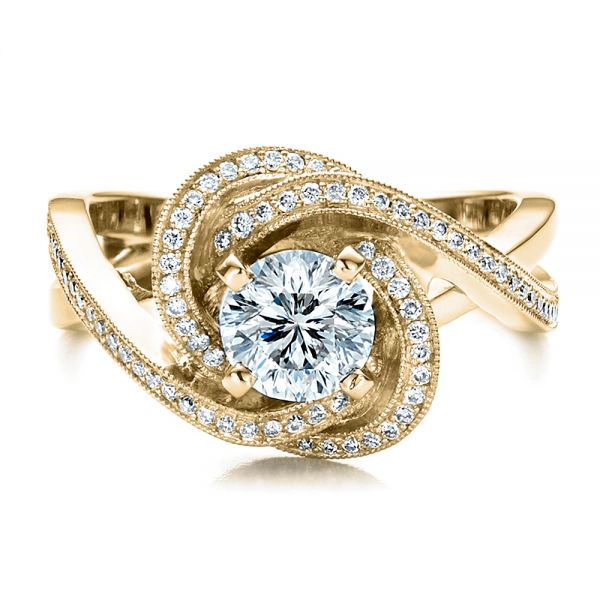 14k Yellow Gold 14k Yellow Gold Custom Diamond Engagement Ring - Flat View -  1476