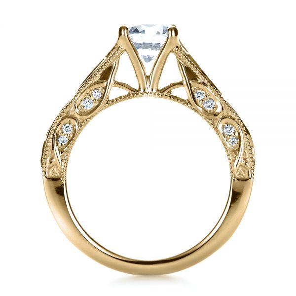 18k Yellow Gold 18k Yellow Gold Custom Diamond Engagement Ring - Front View -  1296