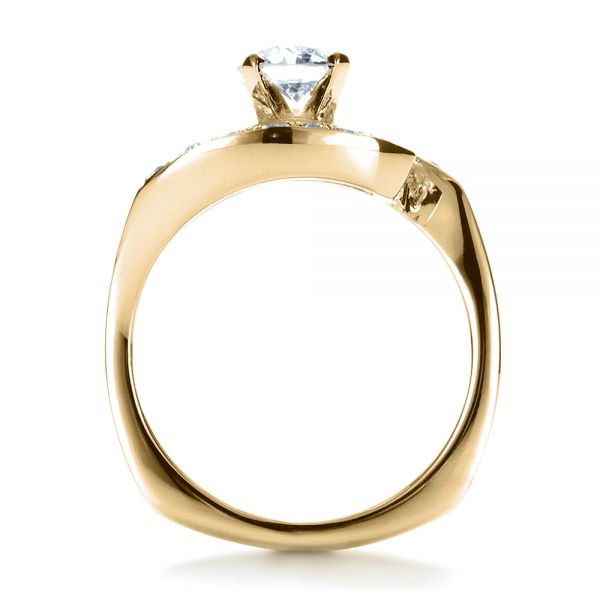 18k Yellow Gold 18k Yellow Gold Custom Diamond Engagement Ring - Front View -  1302