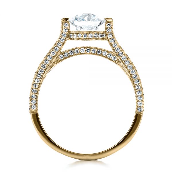 18k Yellow Gold 18k Yellow Gold Custom Diamond Engagement Ring - Front View -  1443