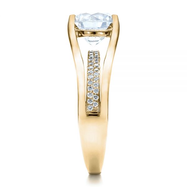 14k Yellow Gold 14k Yellow Gold Custom Diamond Engagement Ring - Side View -  100035