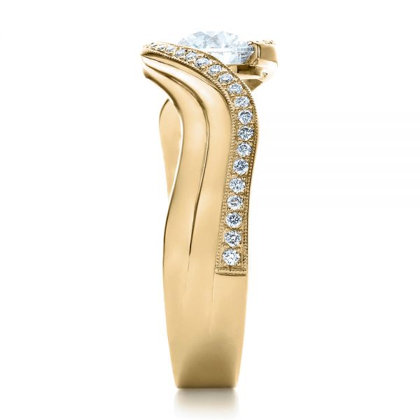 18k Yellow Gold 18k Yellow Gold Custom Diamond Engagement Ring - Side View -  100069