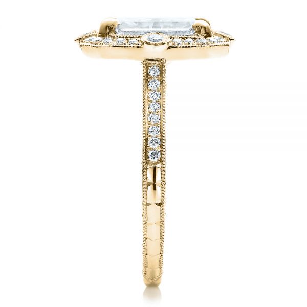 18k Yellow Gold 18k Yellow Gold Custom Diamond Engagement Ring - Side View -  100091