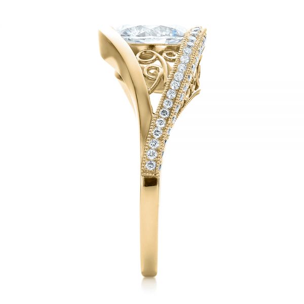 14k Yellow Gold 14k Yellow Gold Custom Diamond Engagement Ring - Side View -  100551