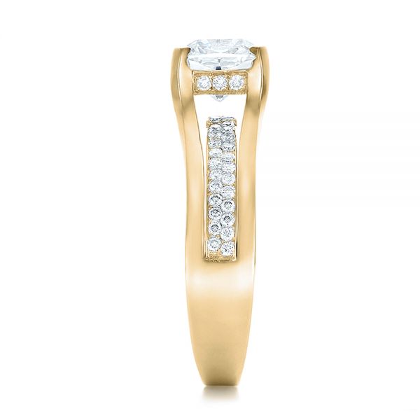 18k Yellow Gold 18k Yellow Gold Custom Diamond Engagement Ring - Side View -  100610