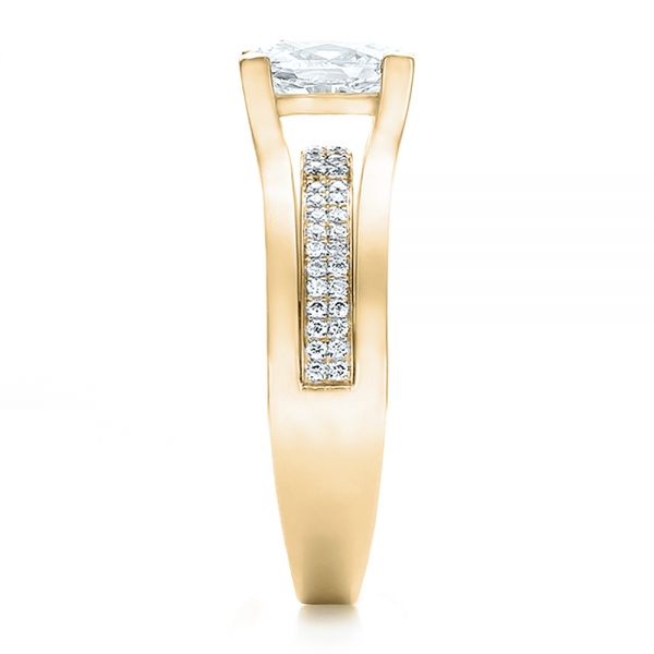 18k Yellow Gold 18k Yellow Gold Custom Diamond Engagement Ring - Side View -  100627