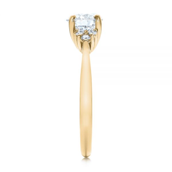 18k Yellow Gold 18k Yellow Gold Custom Diamond Engagement Ring - Side View -  100810