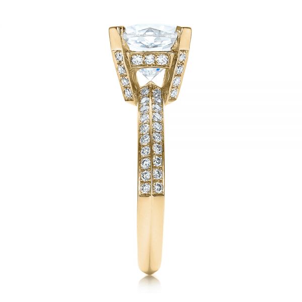 18k Yellow Gold 18k Yellow Gold Custom Diamond Engagement Ring - Side View -  100839