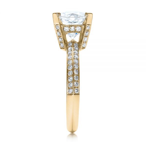 14k Yellow Gold 14k Yellow Gold Custom Diamond Engagement Ring - Side View -  100839