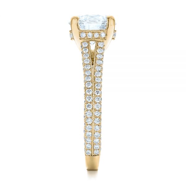 18k Yellow Gold 18k Yellow Gold Custom Diamond Engagement Ring - Side View - 101994