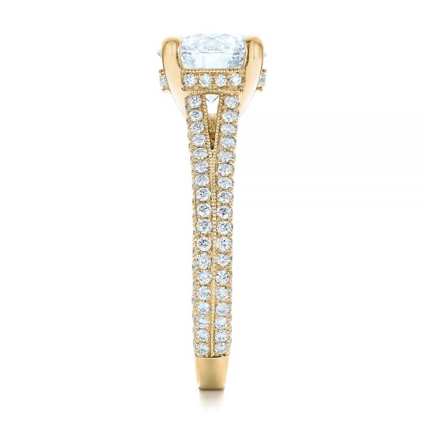 18k Yellow Gold 18k Yellow Gold Custom Diamond Engagement Ring - Side View -  101994