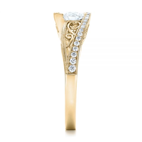 18k Yellow Gold 18k Yellow Gold Custom Diamond Engagement Ring - Side View -  102315