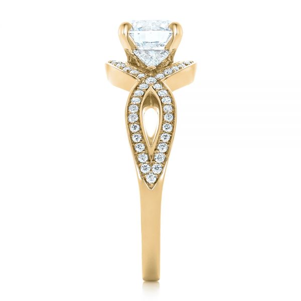 18k Yellow Gold 18k Yellow Gold Custom Diamond Engagement Ring - Side View -  102354