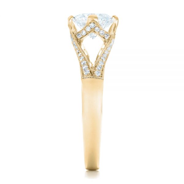 14k Yellow Gold 14k Yellow Gold Custom Diamond Engagement Ring - Side View - 102405