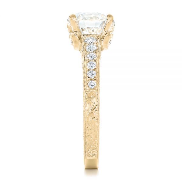 18k Yellow Gold 18k Yellow Gold Custom Diamond Engagement Ring - Side View -  102462