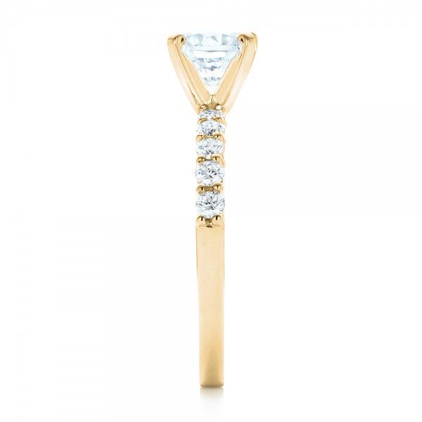 18k Yellow Gold 18k Yellow Gold Custom Diamond Engagement Ring - Side View -  102582