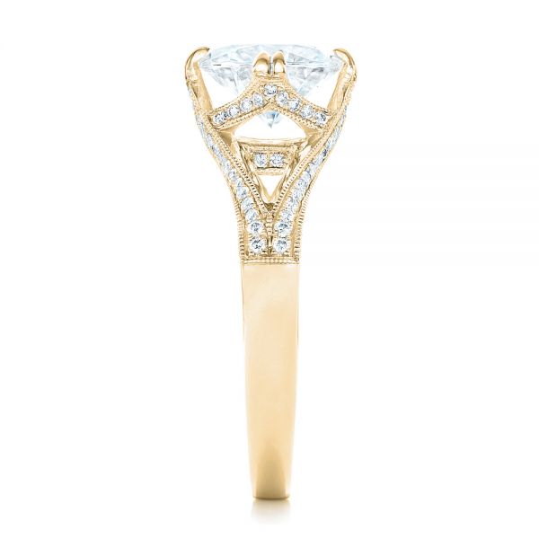 14k Yellow Gold 14k Yellow Gold Custom Diamond Engagement Ring - Side View - 102601