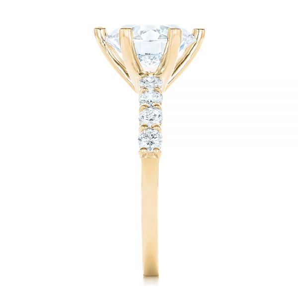 18k Yellow Gold 18k Yellow Gold Custom Diamond Engagement Ring - Side View -  102614